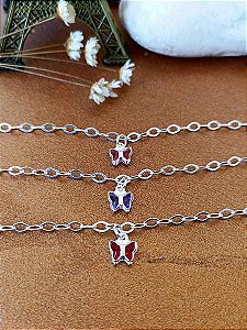 Pulseira Com Borboleta Color - Prata 925 - MP156-1429