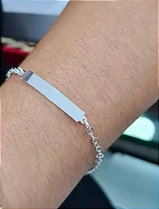 Pulseira c/ Plaquinha Adulto - Prata 925 - MP162-1836