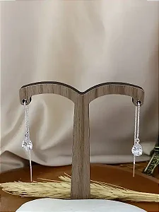 Brinco Pêndulo Gota Zircônia - Prata 925 - MB232-2448