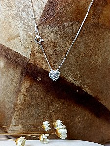 Gargantilha Coração Cravejado Zirconias - Prata 925 - MC130-1836