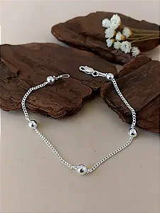 Pulseira Elo Grumet Com Bolinha - Prata 925 - MP176-2246
