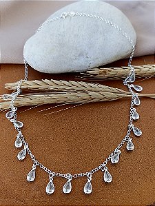 Gargantilha Choker Gotas Zirconias - Prata 925 -MC144-49102