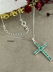 Gargantilha Crucifixo Cravejado com Pedras Zircônias - Prata 925 - MC176-3264