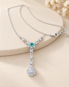 Gargantilha Luxo Com Pedras Zircônias - Prata 925