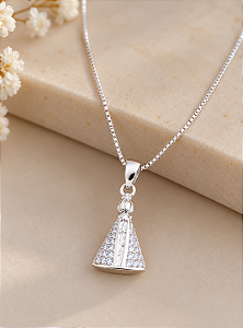 Gargantilha Nossa Senhora Aparecida Cravejada - Prata 925