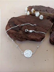 Pulseira Bolinha Com São Bento Dupla Face - Prata 925 - MP199-2858