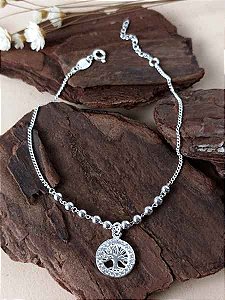 Pulseira Árvore Da Vida Com Bolinha - Prata 925 - MP223-2758