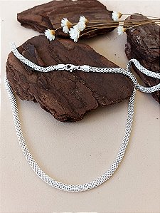 Gargantilha Pipoca Oval - 40cm - Prata 925