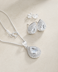 Conjunto Gota Cravejada - Prata 925 - MCJ35-62124