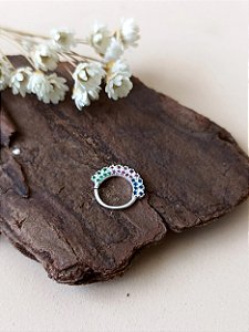 Piercing Pedras Multicor - Prata 925 - Daitch - Hélix - Septo - Cartilagem - MB269-1229