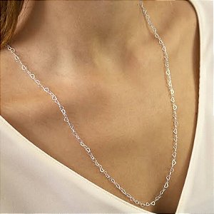 Gargantilha Coração Vazado - 60cm - Prata 925 - MC256-2274
