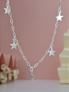 Gargantilha Choker Com Estrelinhas - Prata 925 - MC271-2357