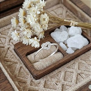 Anel Coração Com Zircônias - Prata 925 - MA43-1027