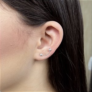 Brinco Ear Cuff Bolinhas - Prata 925