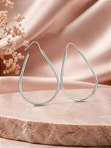 Argola Lisa Gota 43 mm - Prata 925 - MB356-1435