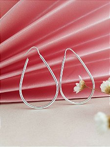 Argola Lisa Gota 43 mm - Prata 925 - MB356-1435