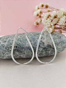 Argola Lisa Gota 30 mm - Prata 925 - MB370-825