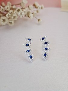 Brinco Ear Cuff Gota Cravejada - Prata 925 - MB372-2870