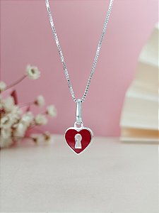 Gargantilha Coração Vermelho - Prata 925 - MC309-2048