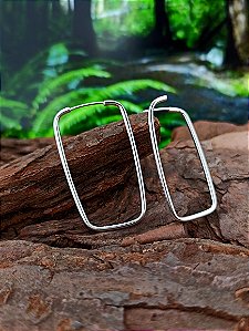 Argola Retangular Fio Redondo 36 mm - Prata 925 - MB385-1027