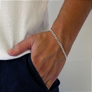 Pulseira Grumet Quadrada - F150 - 4mm - 8.2g - 21cm - Prata 925