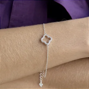 Pulseira Trevo Cravejado Prata - MP327-2767