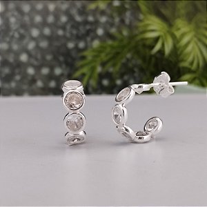 Argola Cravejada 13 mm - Prata 925 - MB538-2665