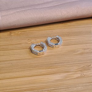 Argola Cravejada Geométrica - Prata 925 - MB555-2974