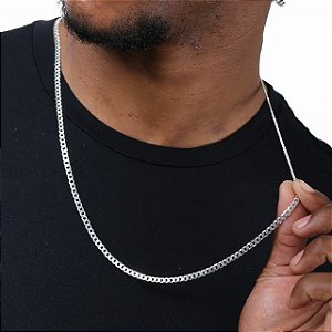 Corrente Grumet Flat - F80 - 3mm - 7,8g - 60cm - Prata 925