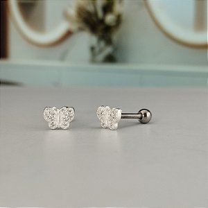 Unidade Brinco Piercing Borboleta - 5mm - Prata 925 - MB585-718