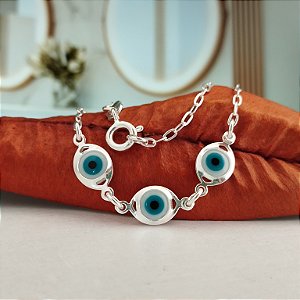 Gargantilha Choker Com Olho Grego - Prata 925