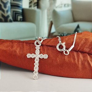 Gargantilha Crucifixo Cravejado com Pedras Zircônias - Prata 925 - MC395-2357