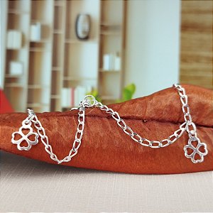 Tornozeleira De Trevo - 25cm - Prata 925 - MTZ42-2666