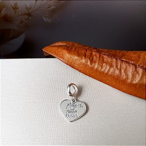 Berloque Coração Mãe Minha Rainha - Prata 925
