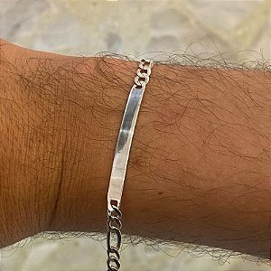 Pulseira 3 Por 1 c/ Plaquinha - 5mm - 8g -21.5cm - Prata 925