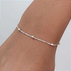 Pulseira Singapura c/ Bolinhas - Prata 925