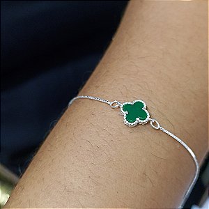 Pulseira Com Trevo Verde - Prata 925