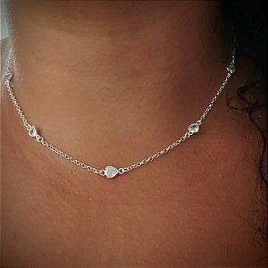 Gargantilha Choker Coração Cristal - Prata 925