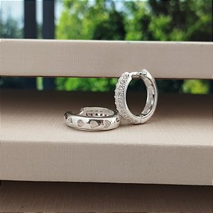 Brinco Argola cravejada - Prata 925