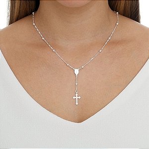 Gargantilha Terço de Prata 925 Nossa Senhora das Graças