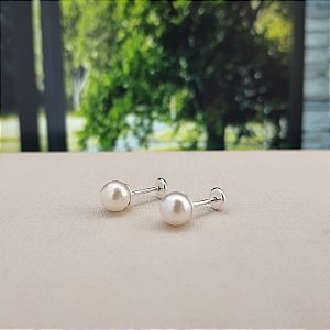 Brinco Pérola C/ Tarraxa Baby - 6mm - Prata 925 - MB725-616