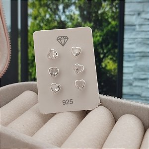 Trio Coração 4.5mm Embutido -Prata 925 - MB738-1334