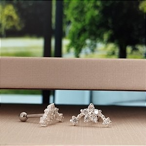 Piercing Tragus Flozinha Com Zircônias - (Unidade) - Prata 925 - MB781-1435