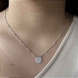 Gargantilha Bolinha São Bento Dupla Face - Prata 925 - MC509-54135