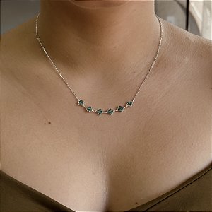 Gargantilha Trevo Verde - Prata 925 - (Com Ródio) - MC513-45113