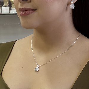 Conjunto Redondo Cravejado - Prata 925 - MCJ77-81202