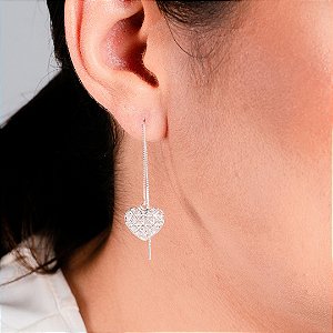 Brinco Pêndulo Coração - Prata 925 - MB814-44108