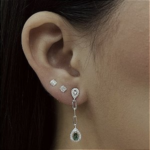 Brinco Pêndulo Gota Cravejado - Prata 925 - MB832-2974