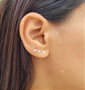 Trio Ponto de Luz - Pedra Zircônia - Prata 925- MB834-0923