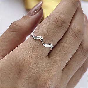 Anel Ondulado Liso - Prata 925 -MA220-2255